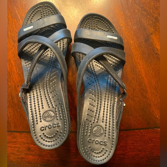 CROCS heels size 10 Black - Picture 1 of 3